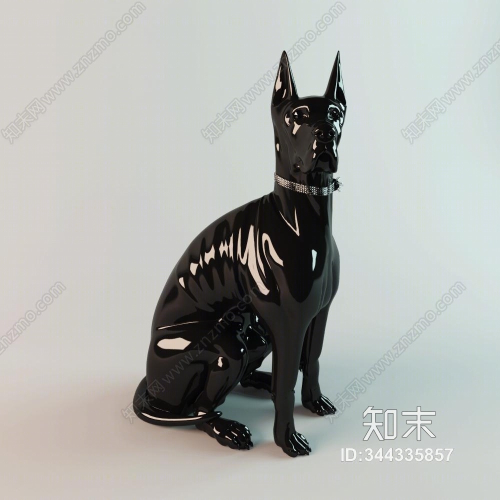 现代黑色陶瓷狗3D模型下载【ID:344335857】