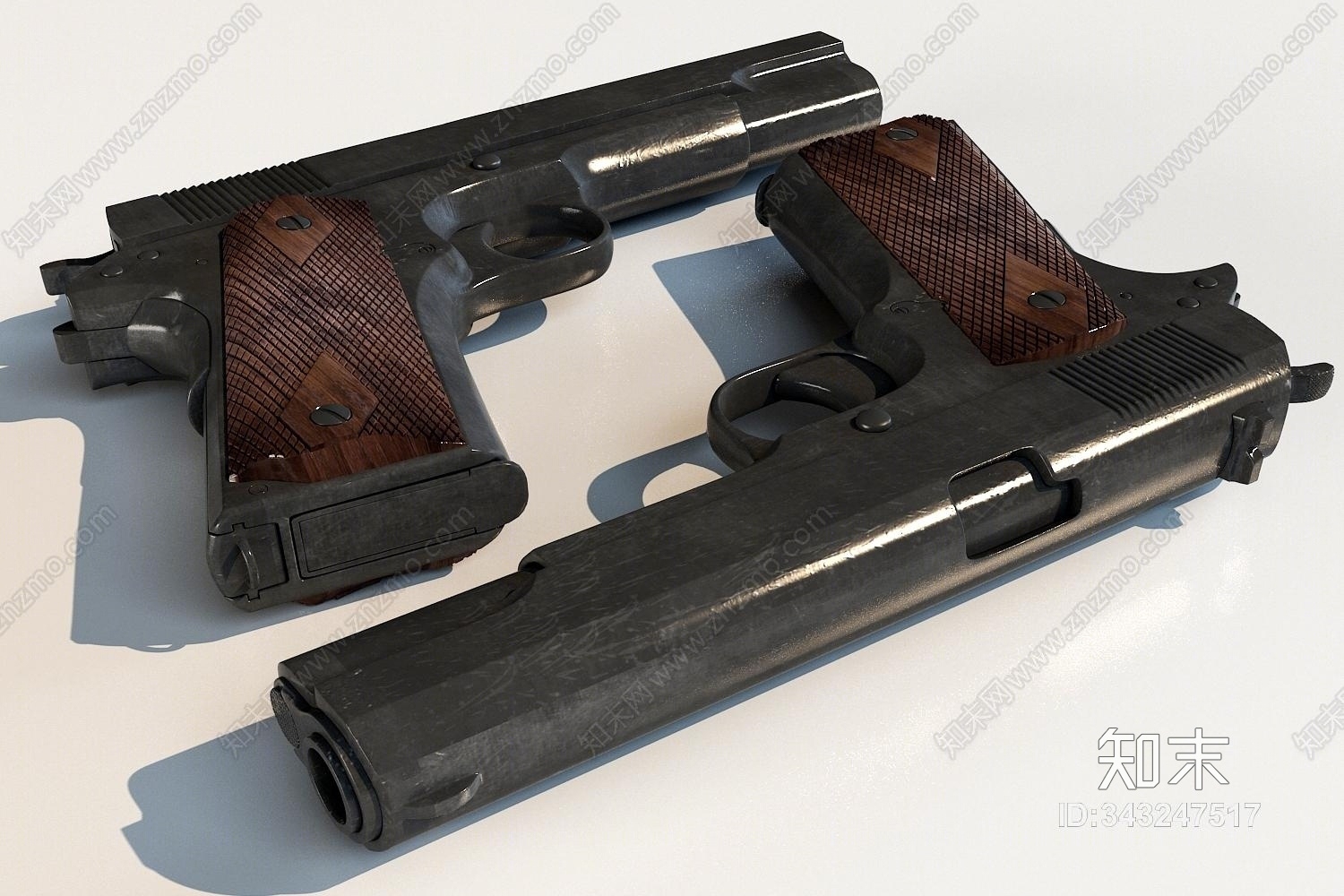 现代柯尔特M1911自动手枪3D模型下载【ID:343247517】