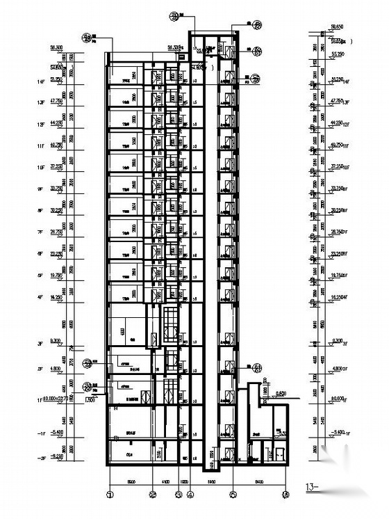 [大连]15层现代风格商务酒店建筑设计施工图（经典方案）cad施工图下载【ID:167938134】