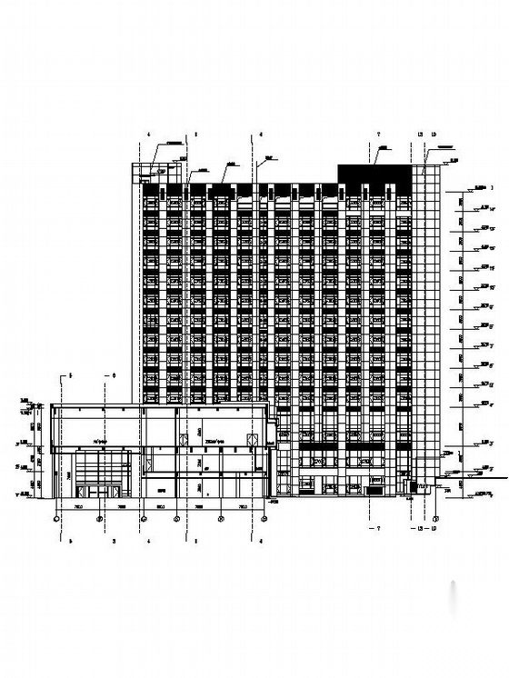 [大连]15层现代风格商务酒店建筑设计施工图（经典方案）cad施工图下载【ID:167938134】