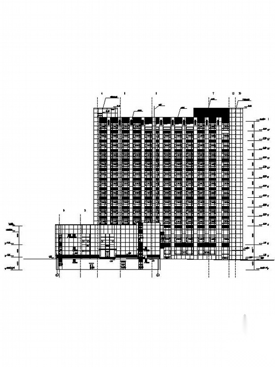 [大连]15层现代风格商务酒店建筑设计施工图（经典方案）cad施工图下载【ID:167938134】