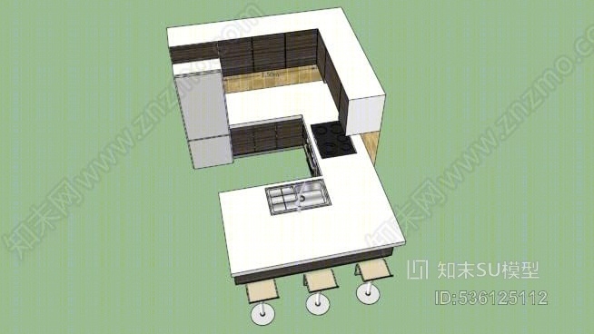 厨房简约SU模型下载【ID:536125112】