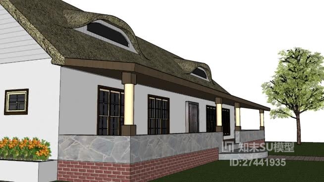 免费独栋别墅草图大师模型su模型【id:217986364】_知末su模型网
