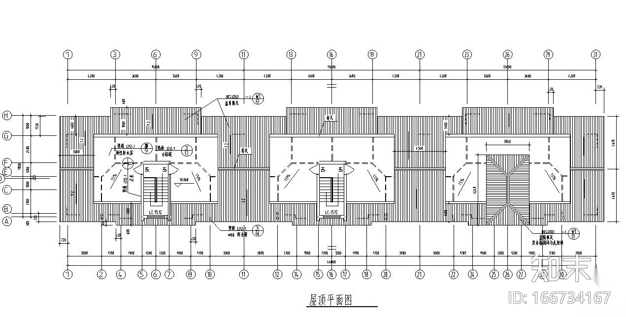 六层经济适用房三单元每单元2户对称户型图施工图下载【ID:166734167】