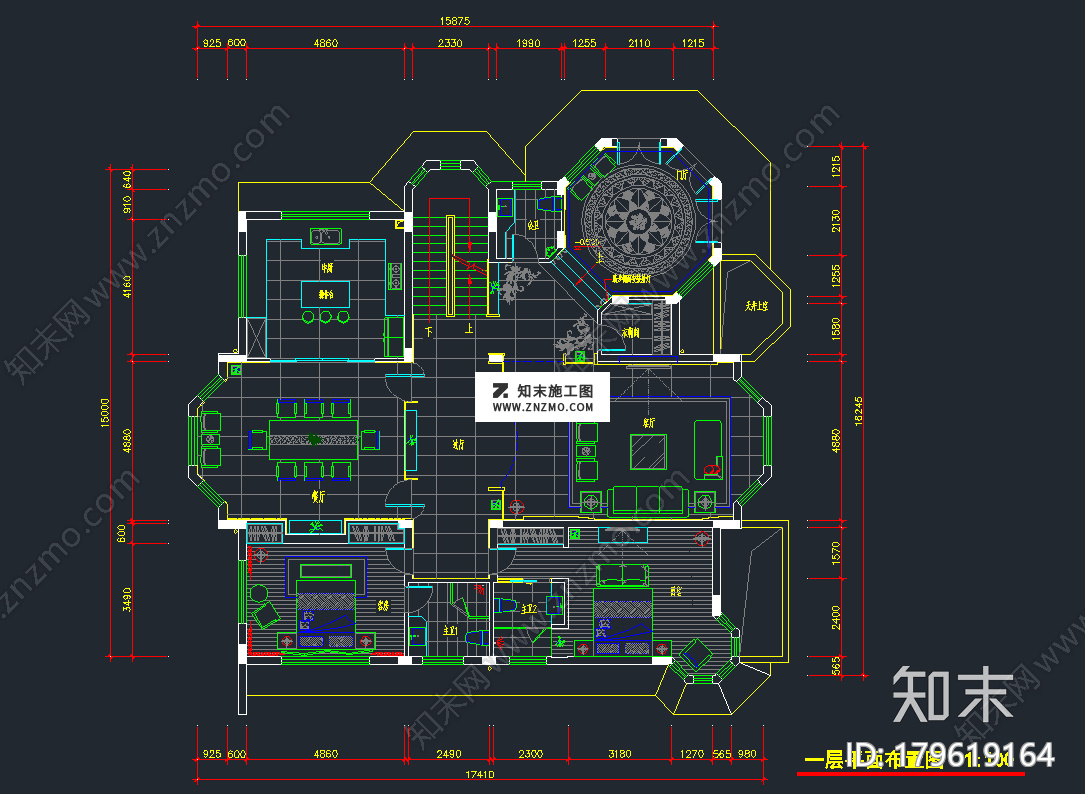 中式别墅家装cad施工图下载、中式别墅家装cad施工图下载【ID:179619164】