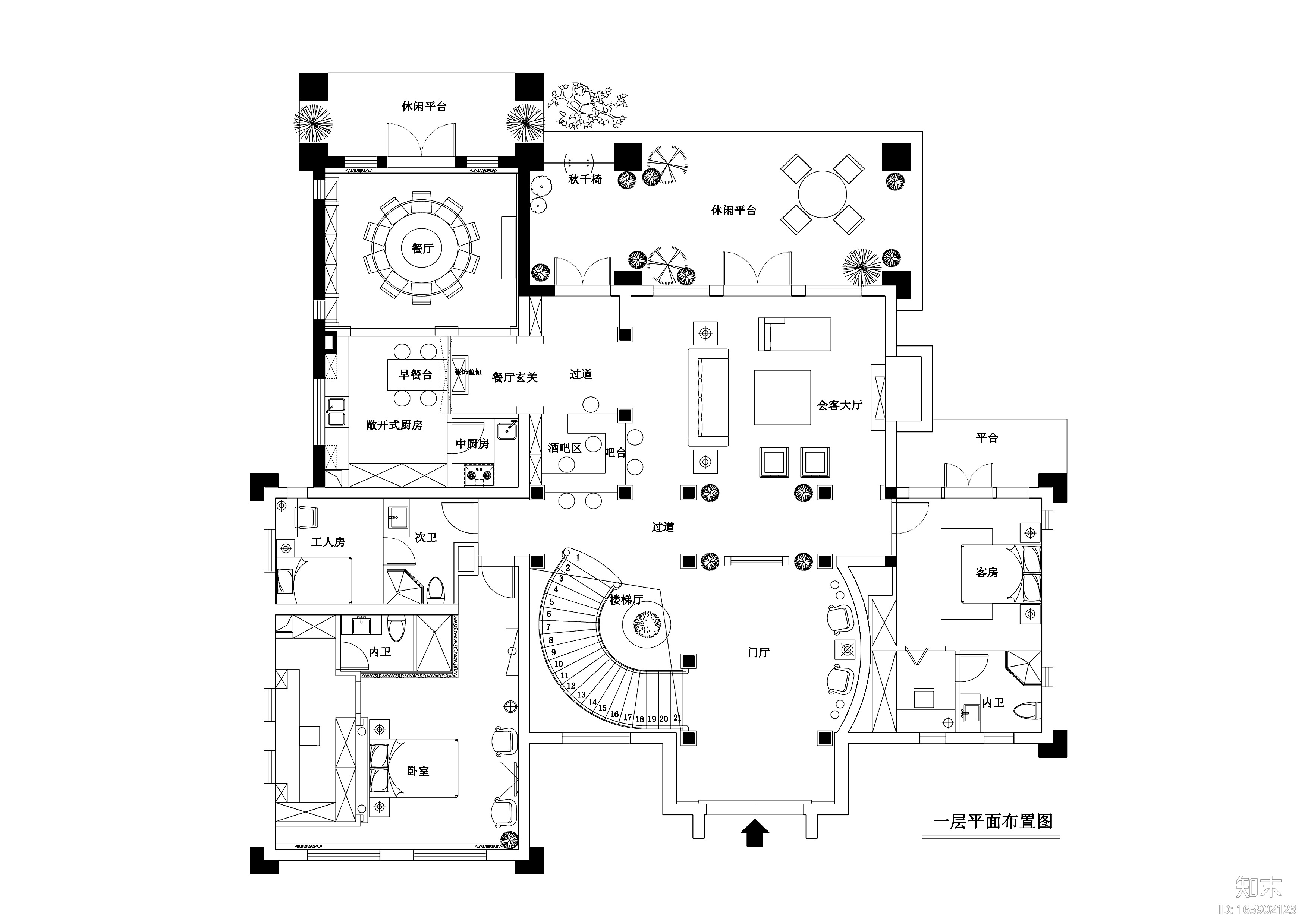 500平欧式风格独立别墅装修施工图+效果图cad施工图下载【ID:165902123】