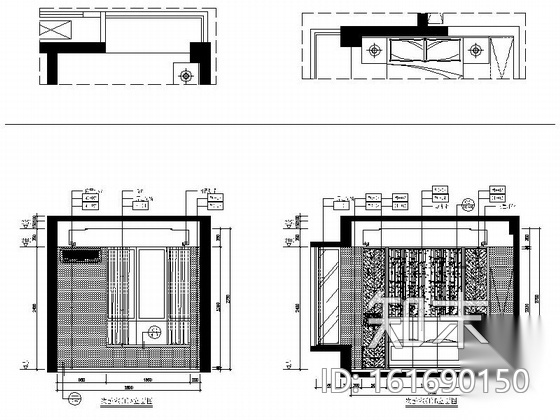 [福州]淡雅中式风格三居室样板间装修图（含实景）cad施工图下载【ID:161690150】