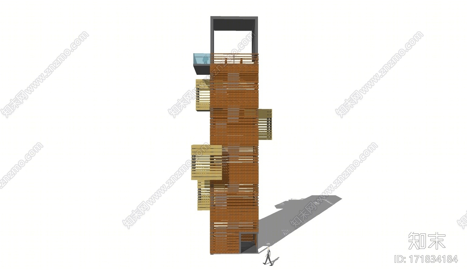 现代瞭望塔景观塔SU模型下载【ID:171834184】