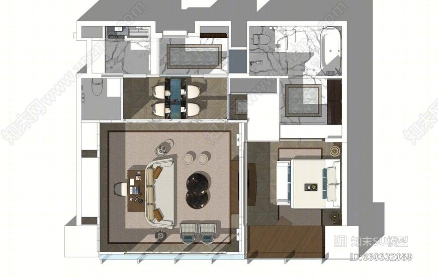酒店套房SU模型下载【ID:630332089】