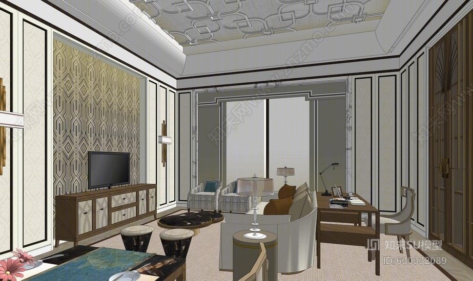 酒店套房SU模型下载【ID:630332089】