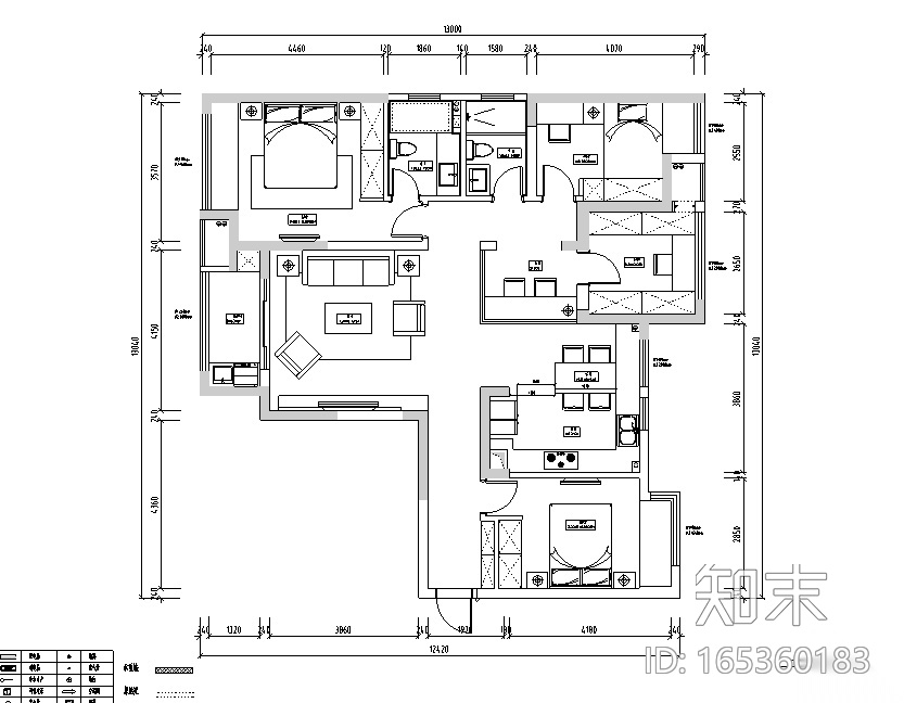 中央华城台湾风145平米住宅设计施工图（附效果图）施工图下载【ID:165360183】