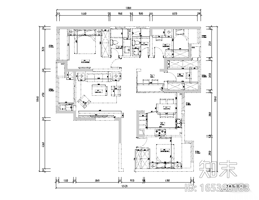 中央华城台湾风145平米住宅设计施工图（附效果图）施工图下载【ID:165360183】