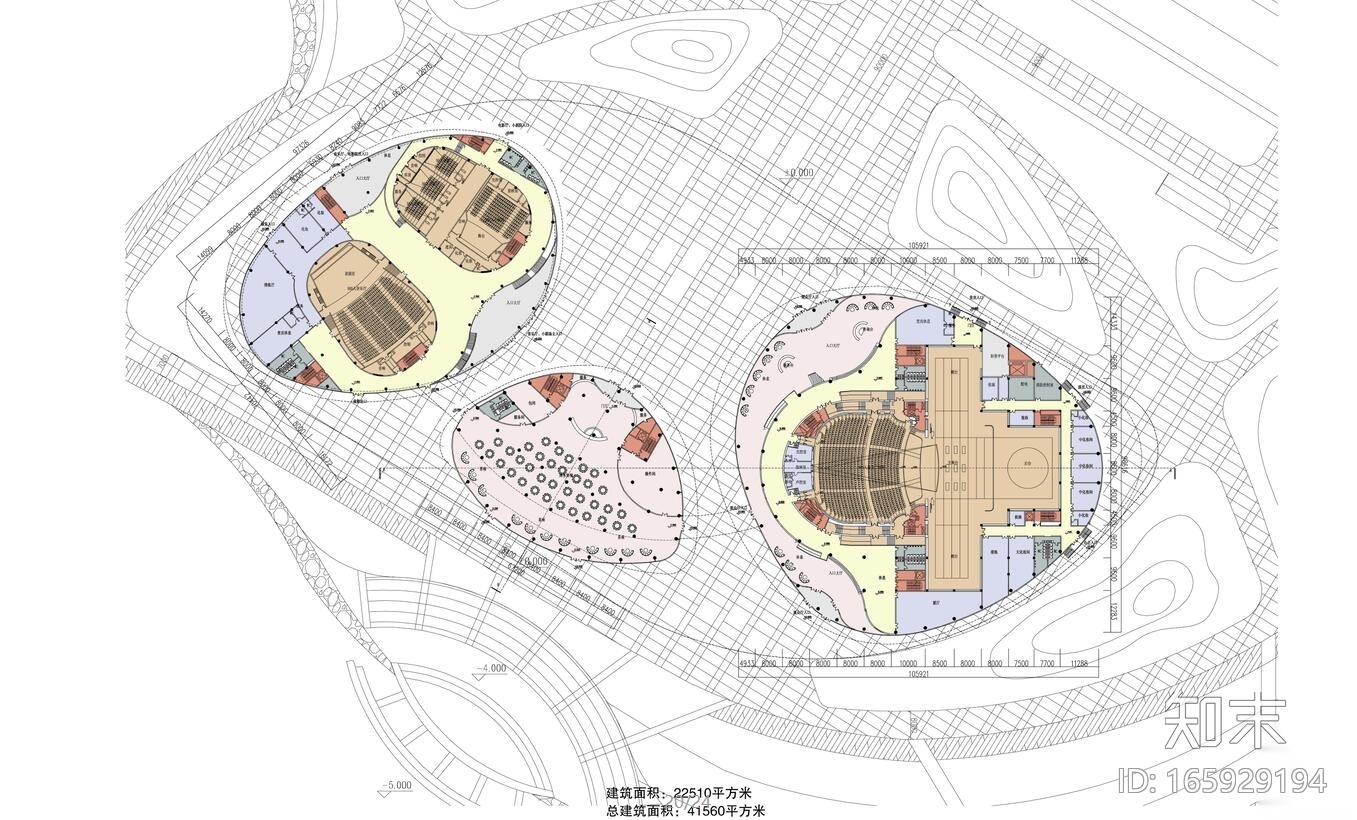 镇江某文化艺术中心文体建筑方案设计文本（CAD+SU+文本...施工图下载【ID:165929194】