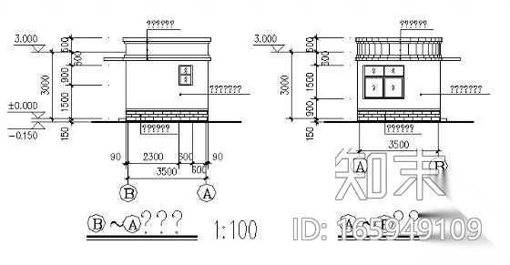 某厂区围墙大门建筑施工图施工图下载【ID:165949109】