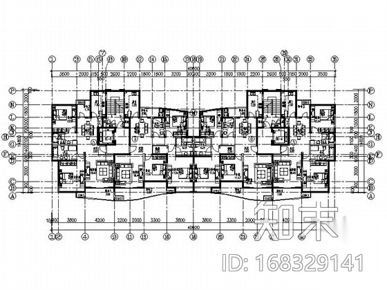 某小高层板式住宅户型图cad施工图下载【ID:168329141】