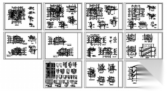 某三层别墅建筑设计施工图cad施工图下载【ID:149916147】