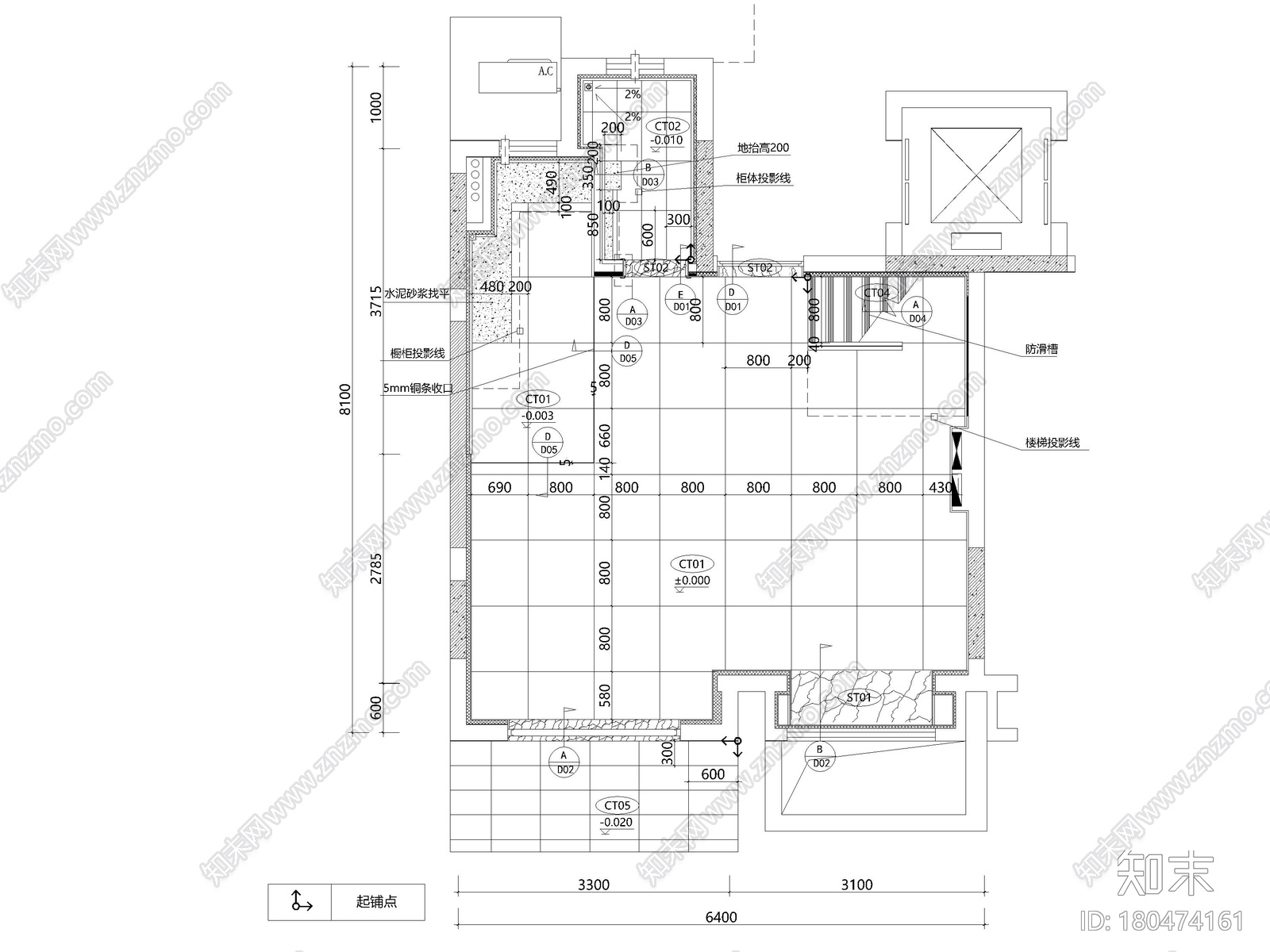 [上海]84㎡下叠二层二居室家装样板间施工图施工图下载【ID:180474161】