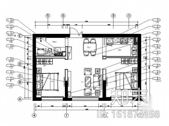 [哈尔滨]现代稳重风格两居室装修图（含实景）施工图下载【ID:161874158】