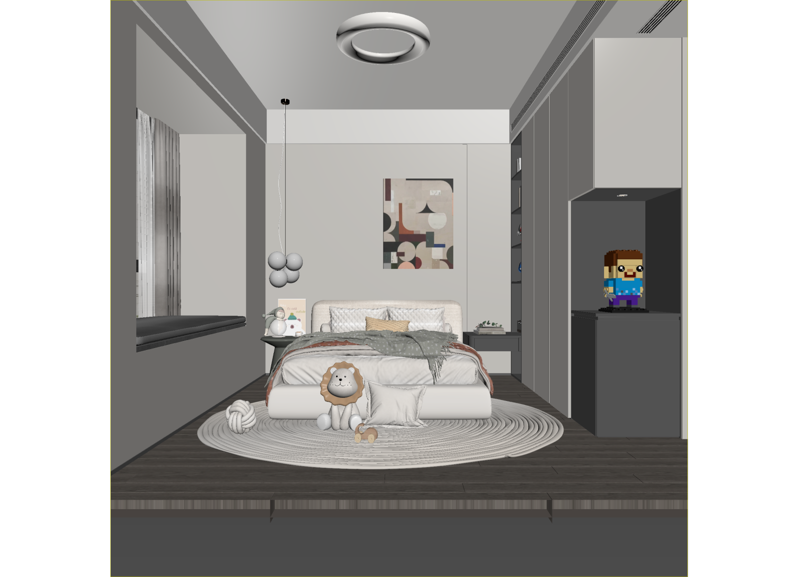 现代男孩房3D模型下载【ID:1214699434】