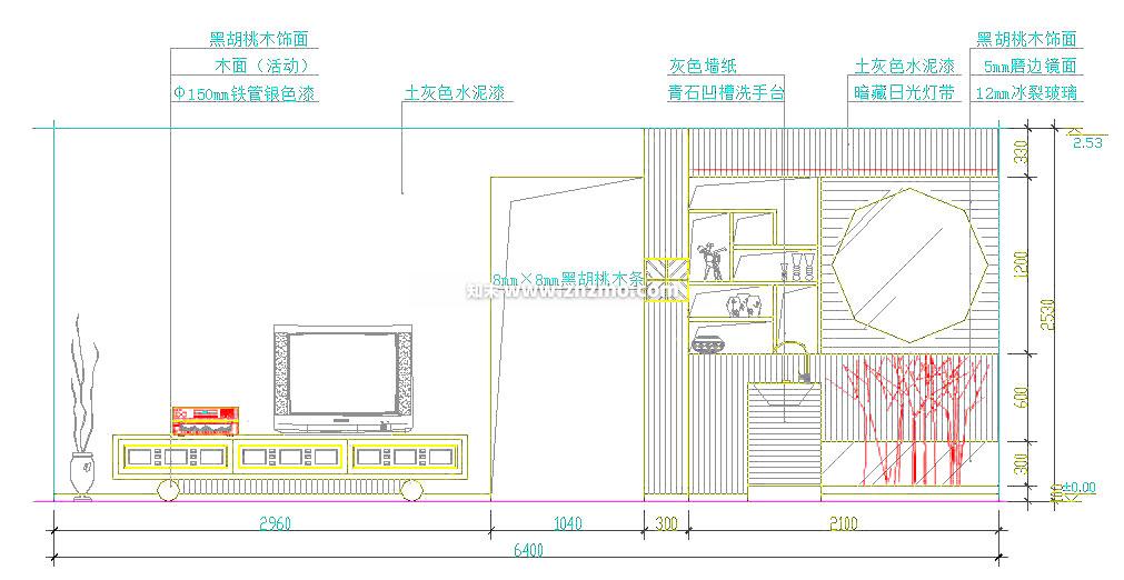 电视柜cad施工图下载【ID:179819131】