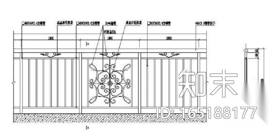 铁艺栏杆立面图cad施工图下载【ID:165188177】