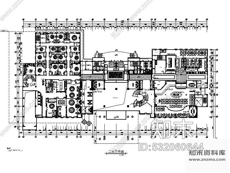 施工图某五星大酒店二层装修图(含效果)cad施工图下载【ID:532060644】