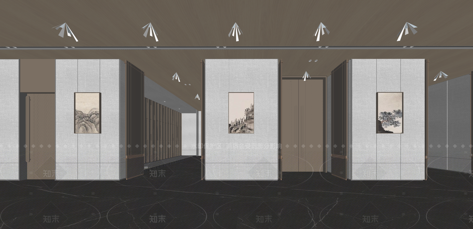 新中式酒店走廊SU模型下载【ID:1216003965】