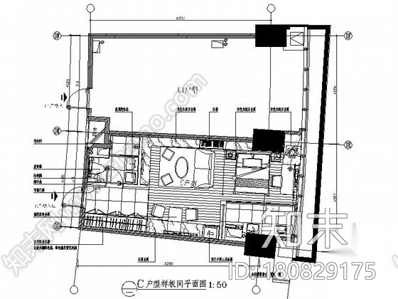 [沈阳]文化广场C户型小户型样板间装修图（含效果）施工图下载【ID:180829175】