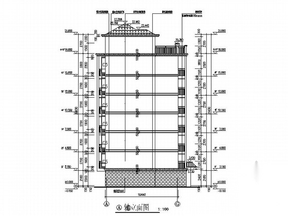 [娄底]某六层欧式风格住宅楼建筑施工图cad施工图下载【ID:166058142】
