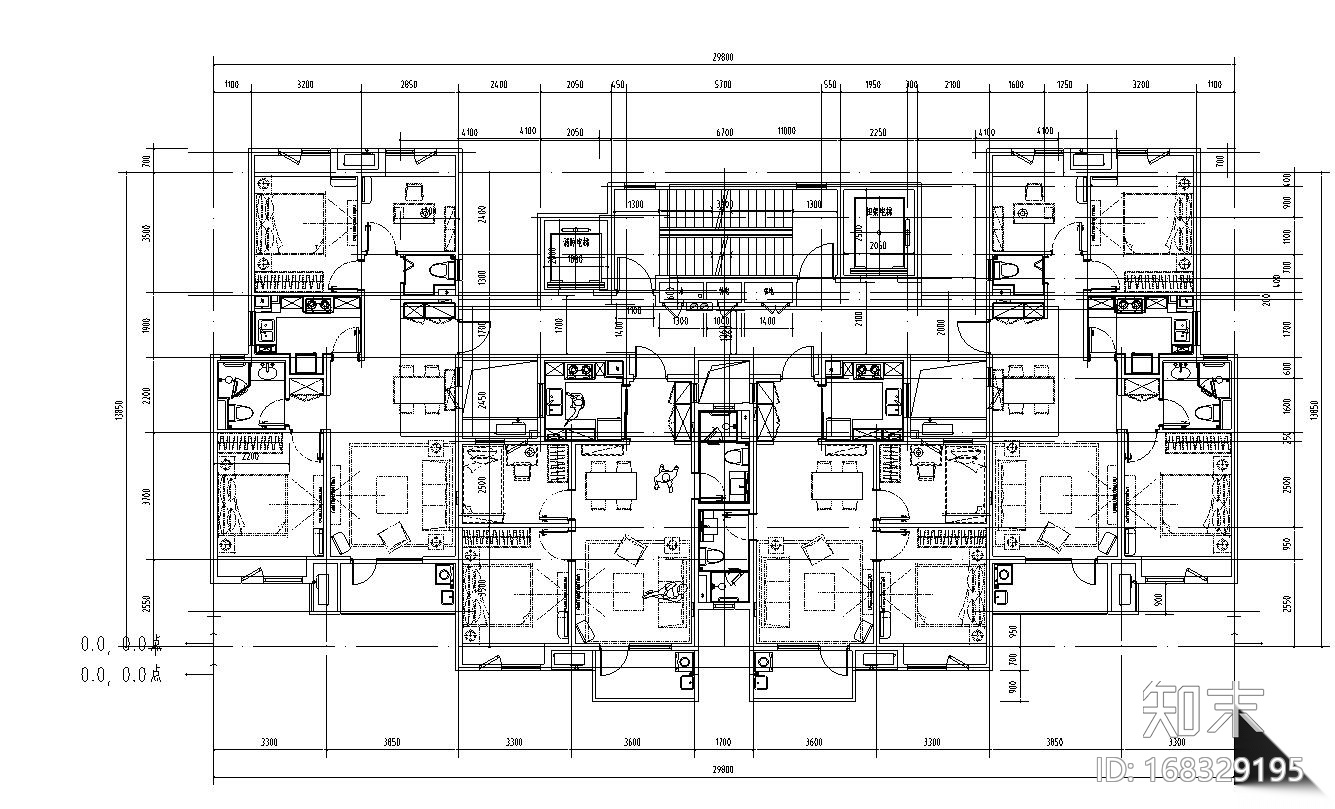 高层户型图-34种楼栋组合户型施工图下载【ID:168329195】