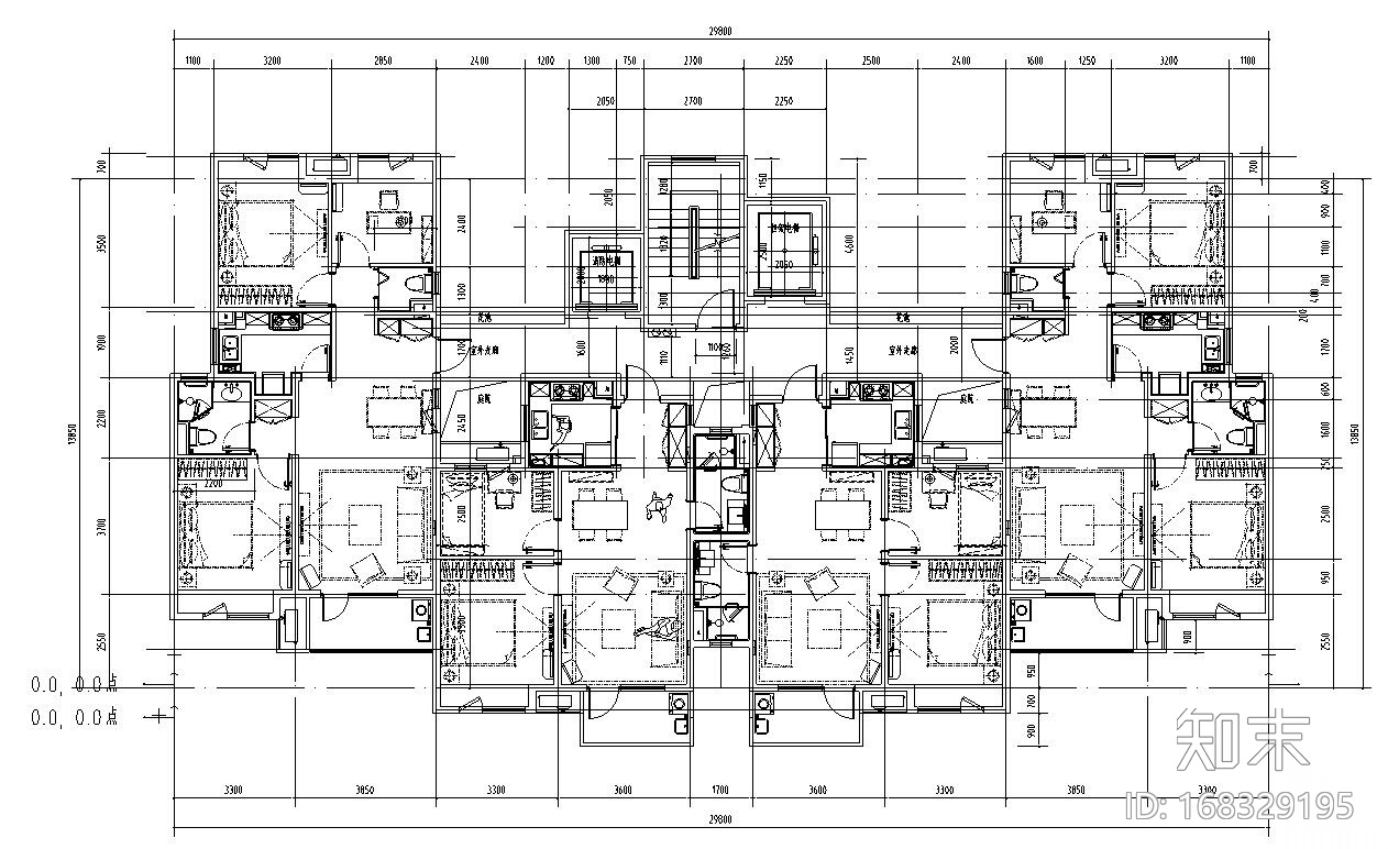 高层户型图-34种楼栋组合户型施工图下载【ID:168329195】