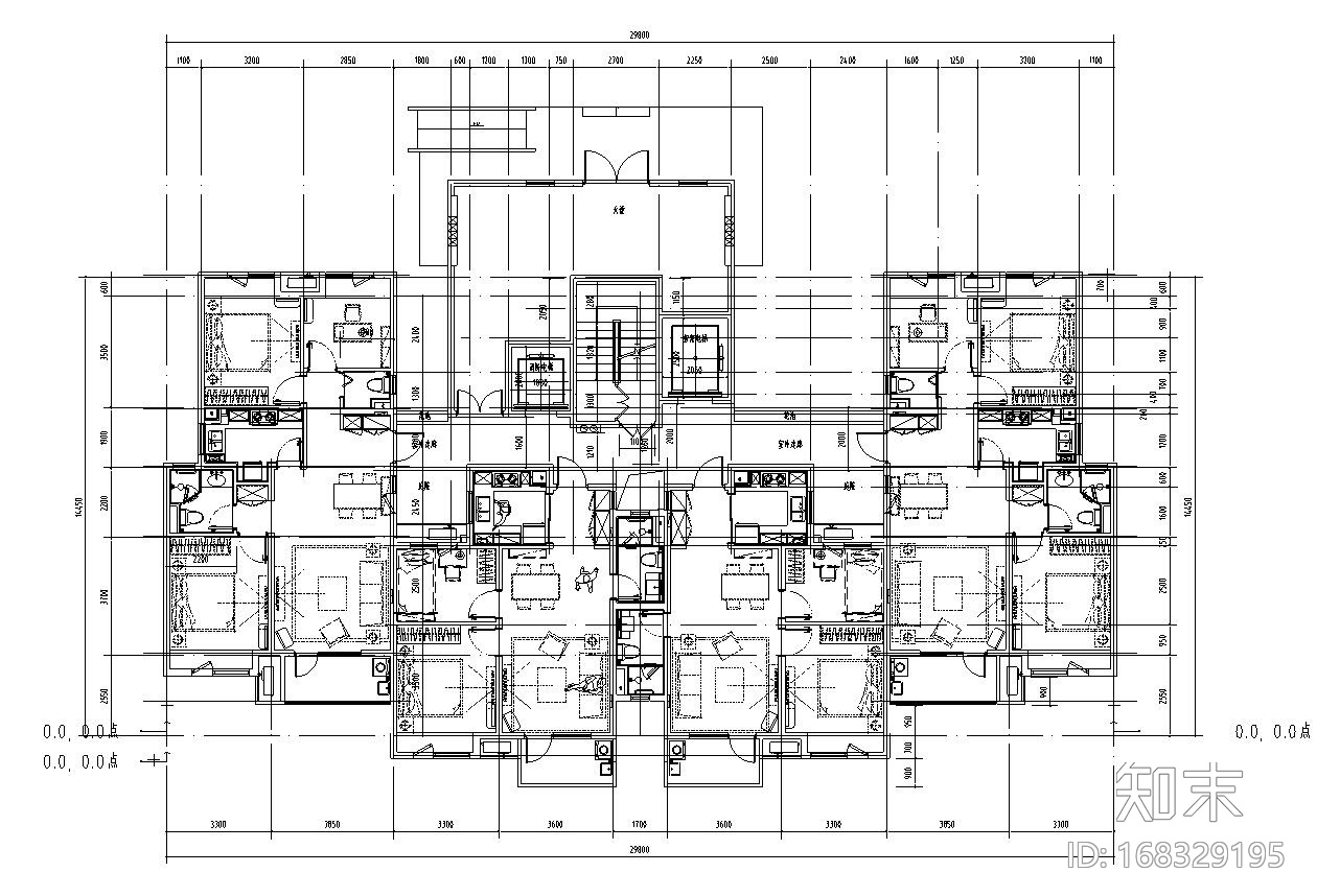 高层户型图-34种楼栋组合户型施工图下载【ID:168329195】