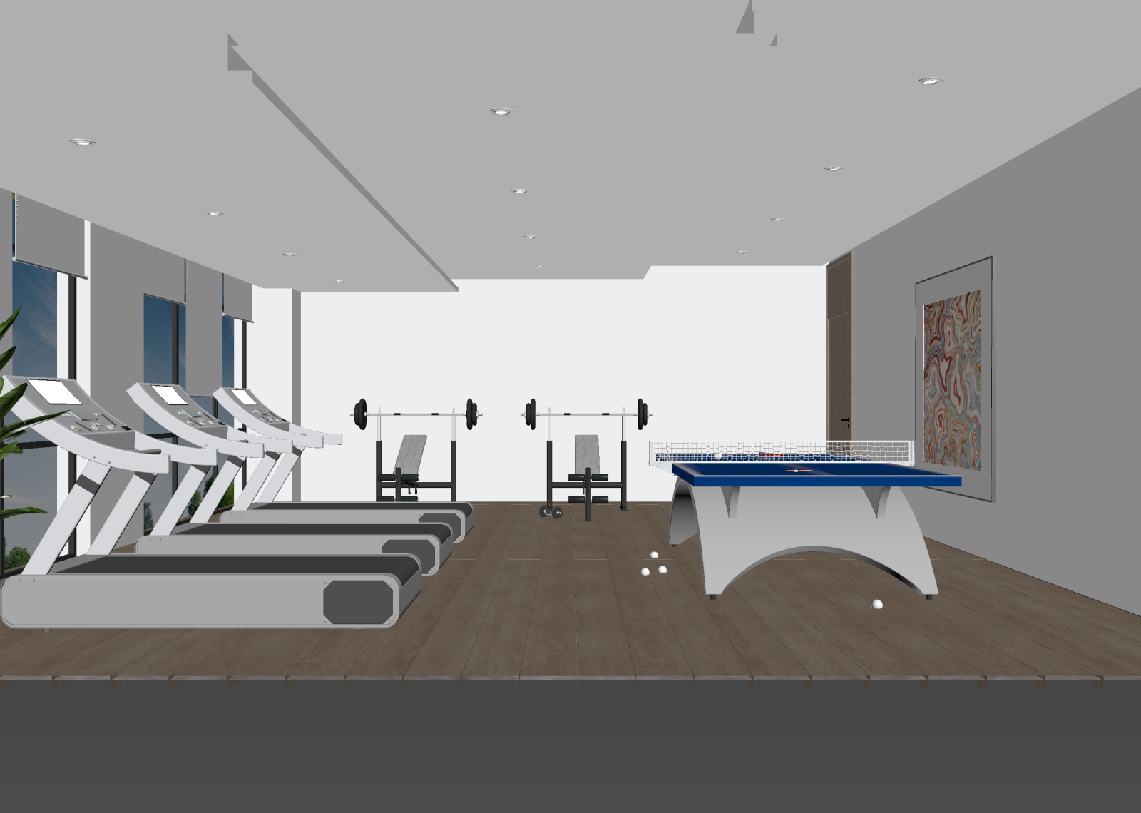 现代健身房3D模型下载【ID:1214695639】