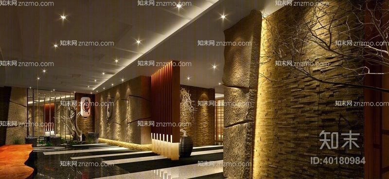 现代酒店过道3D模型下载【ID:40180984】