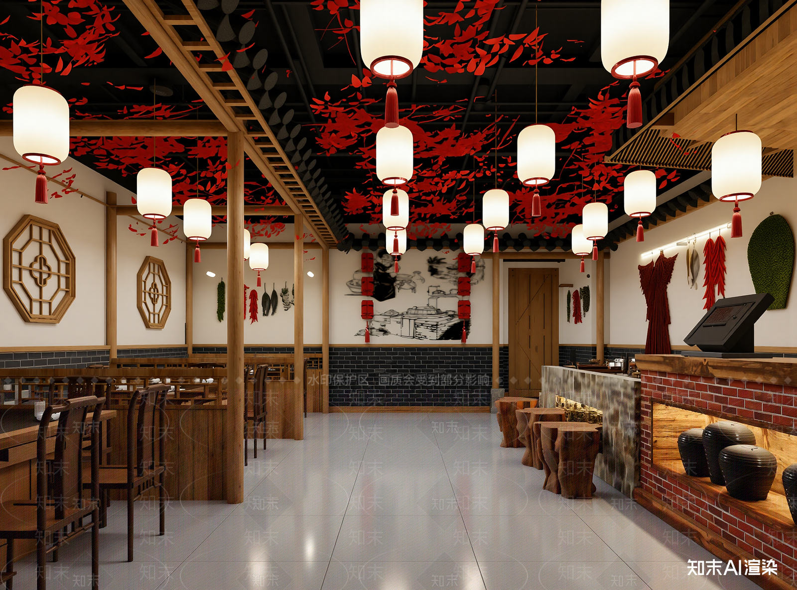 工业风中餐厅3D模型下载【ID:1213935263】