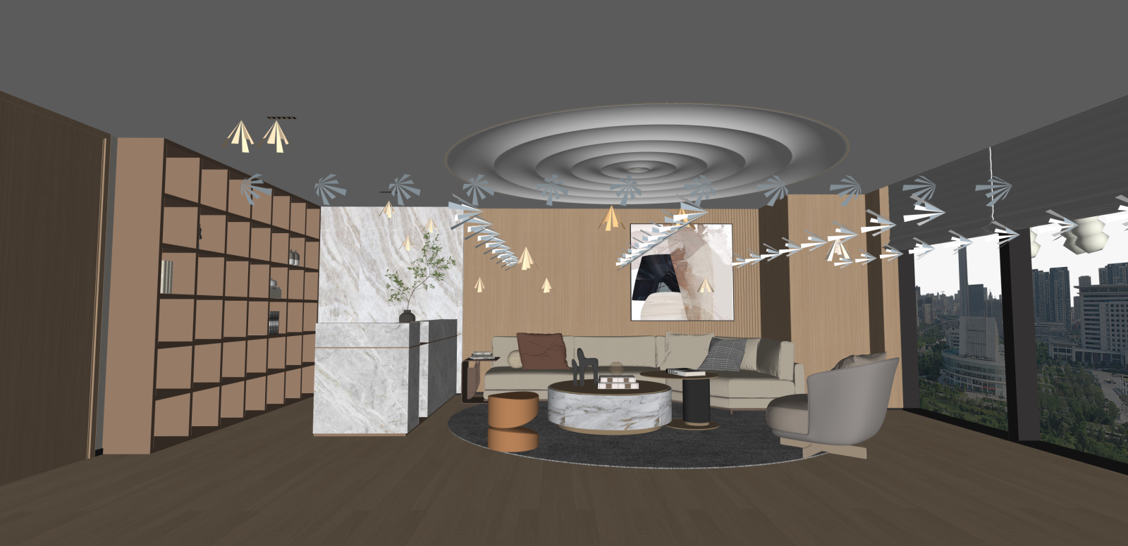 现代办公大堂SU模型下载【ID:1215970244】
