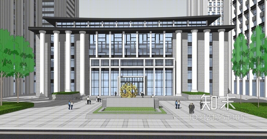现代商务中心SU模型下载【ID:321751305】