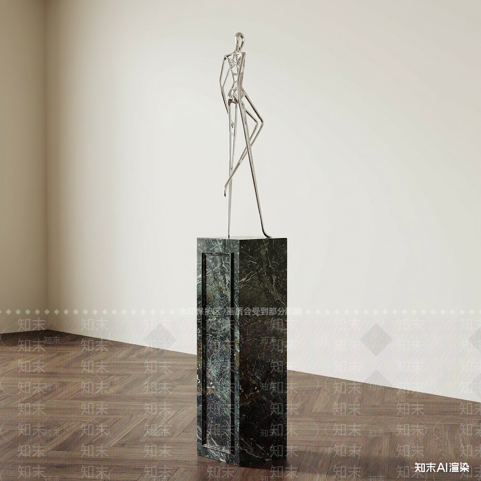 深色大理石底座艺术雕塑雕塑摆件3D模型下载【ID:1227325686】