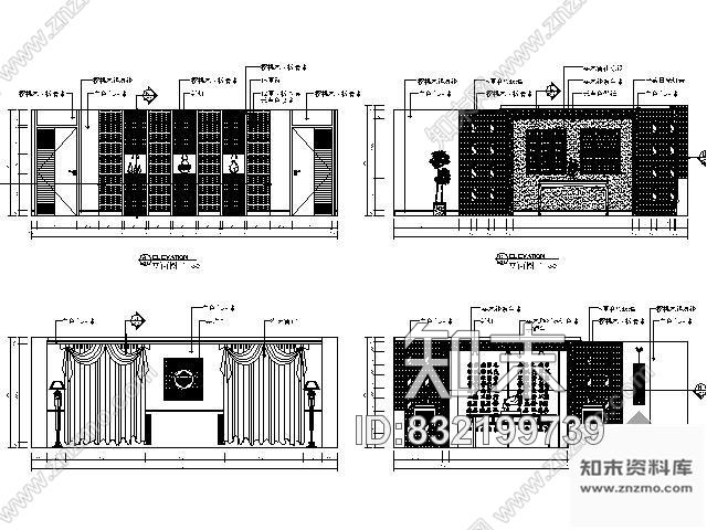 图块/节点中式餐厅立面图施工图下载【ID:832199739】