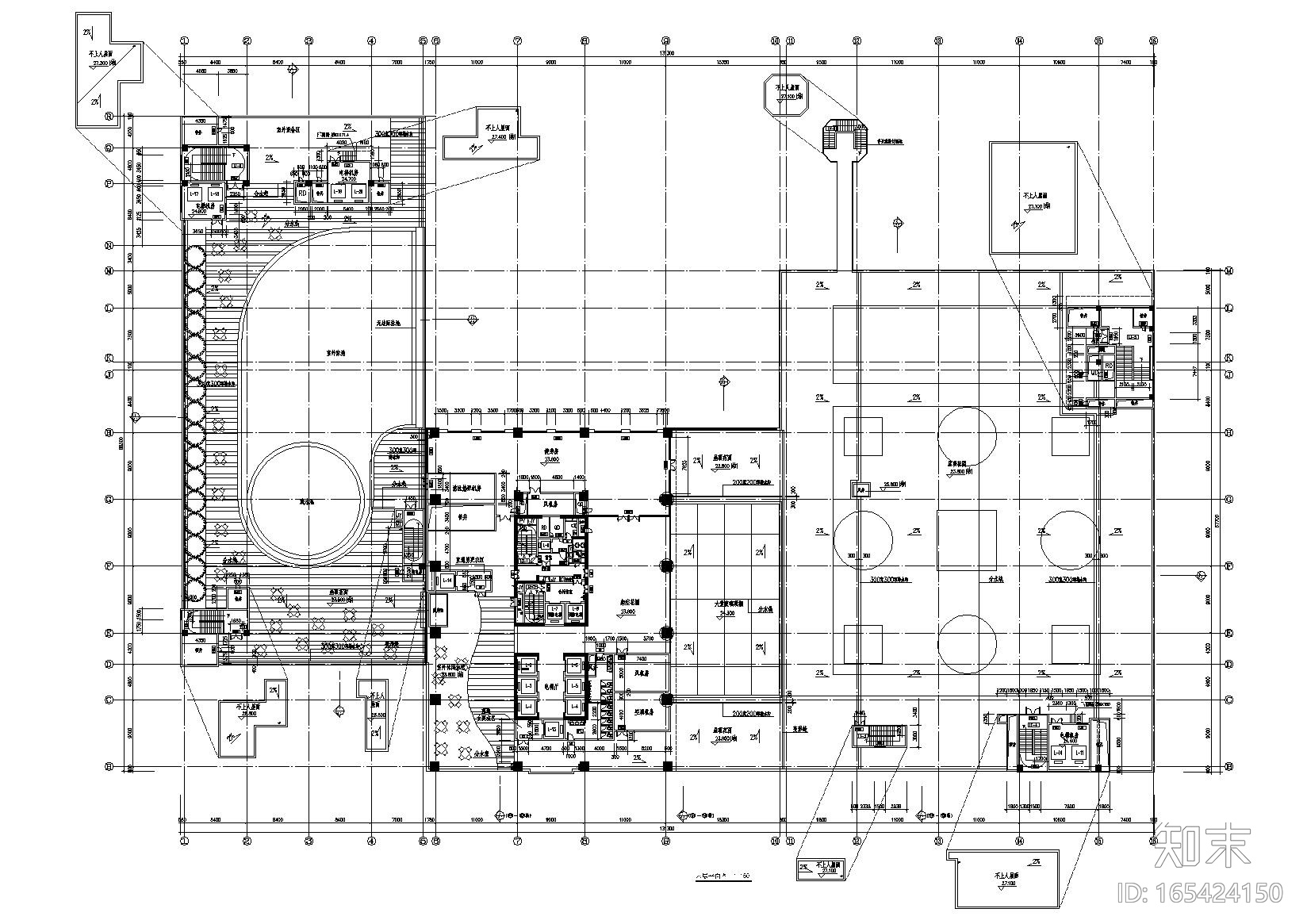 龙岗高层框架结构大酒店建筑工程项目施工图cad施工图下载【ID:165424150】