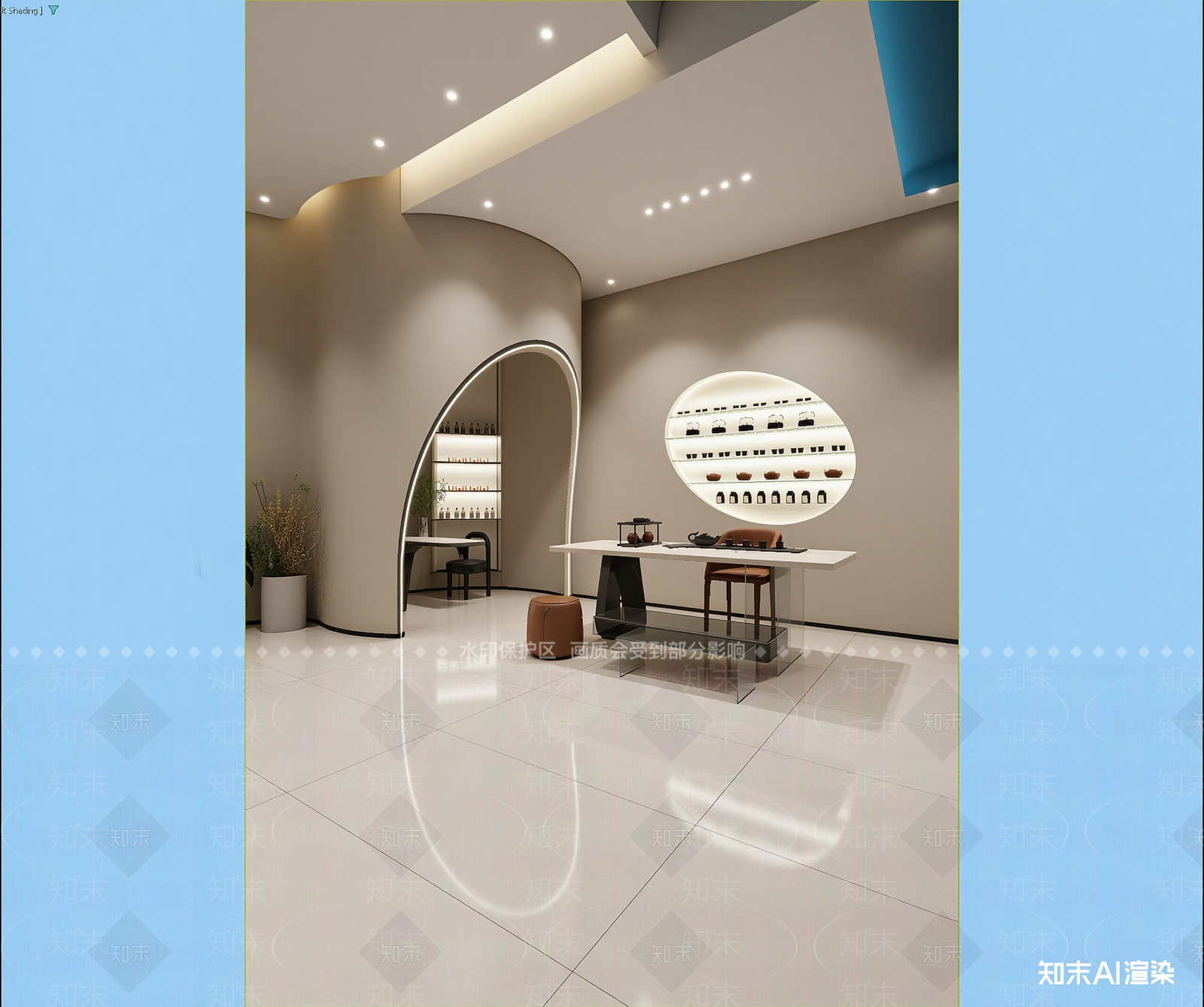 现代茶展厅3D模型下载【ID:1215005731】