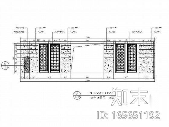 [湖南]某豪华酒店大堂立面图cad施工图下载【ID:165651192】