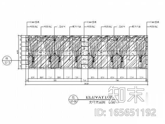 [湖南]某豪华酒店大堂立面图cad施工图下载【ID:165651192】