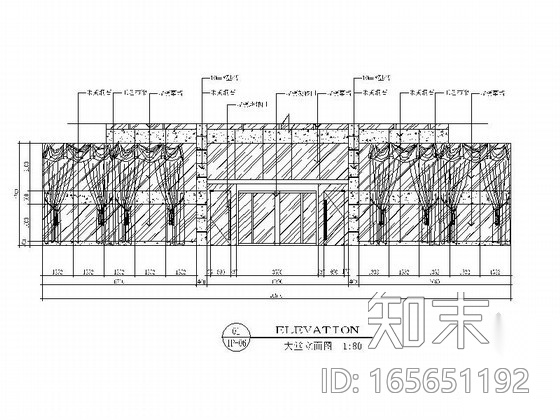 [湖南]某豪华酒店大堂立面图cad施工图下载【ID:165651192】