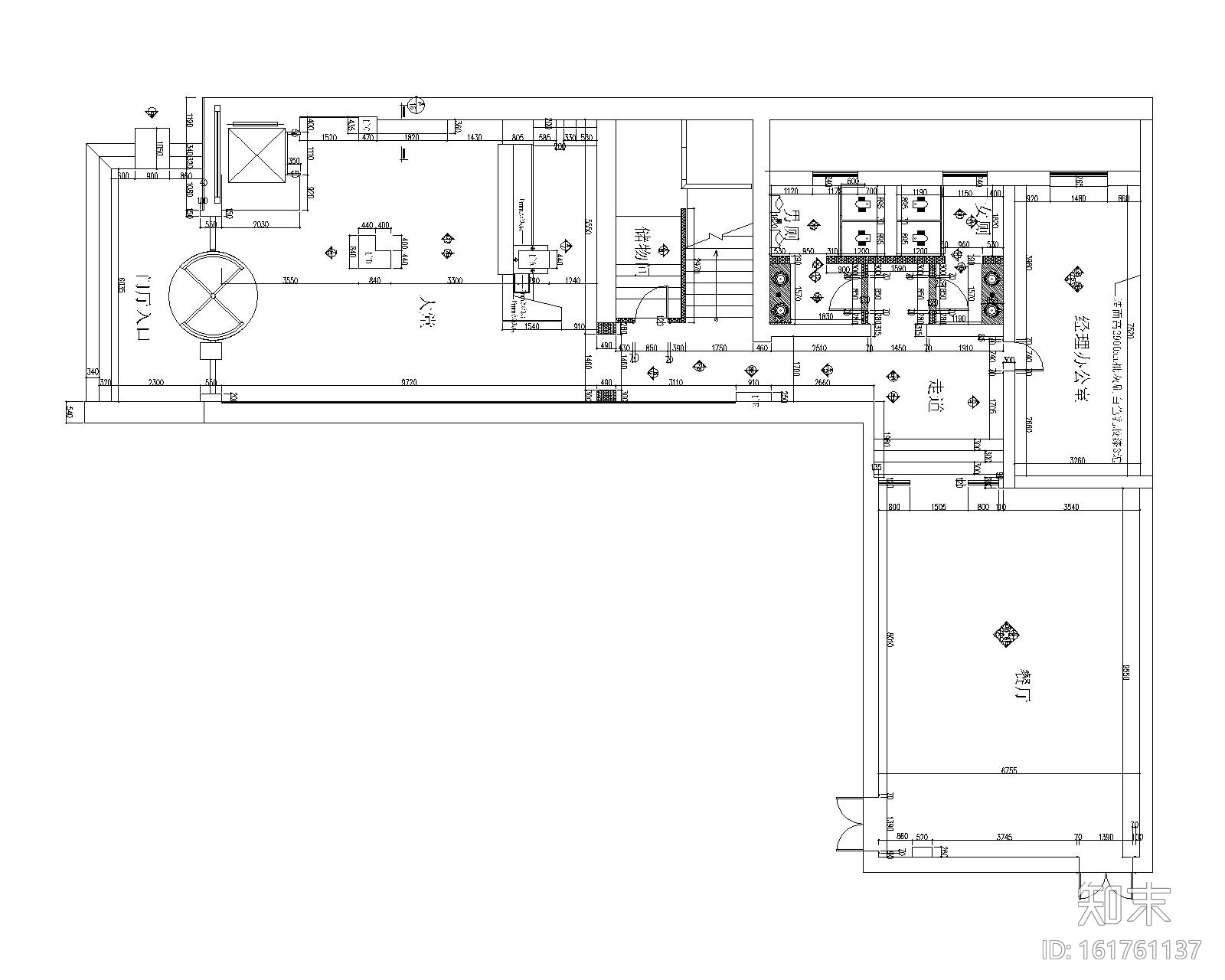 [山东]新中式风格大型酒店内部餐厅装修施工图cad施工图下载【ID:161761137】