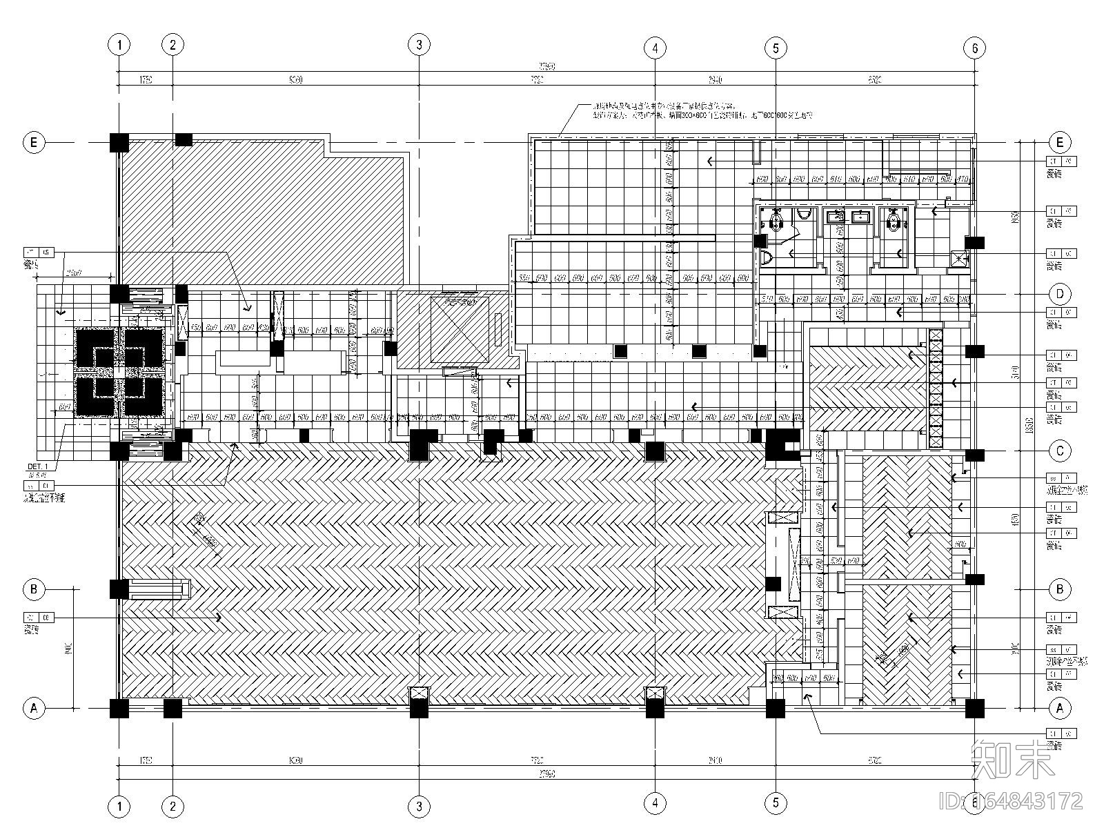 [郑州]新中式古典风格中餐厅装修全套施工图（附效果图）施工图下载【ID:164843172】