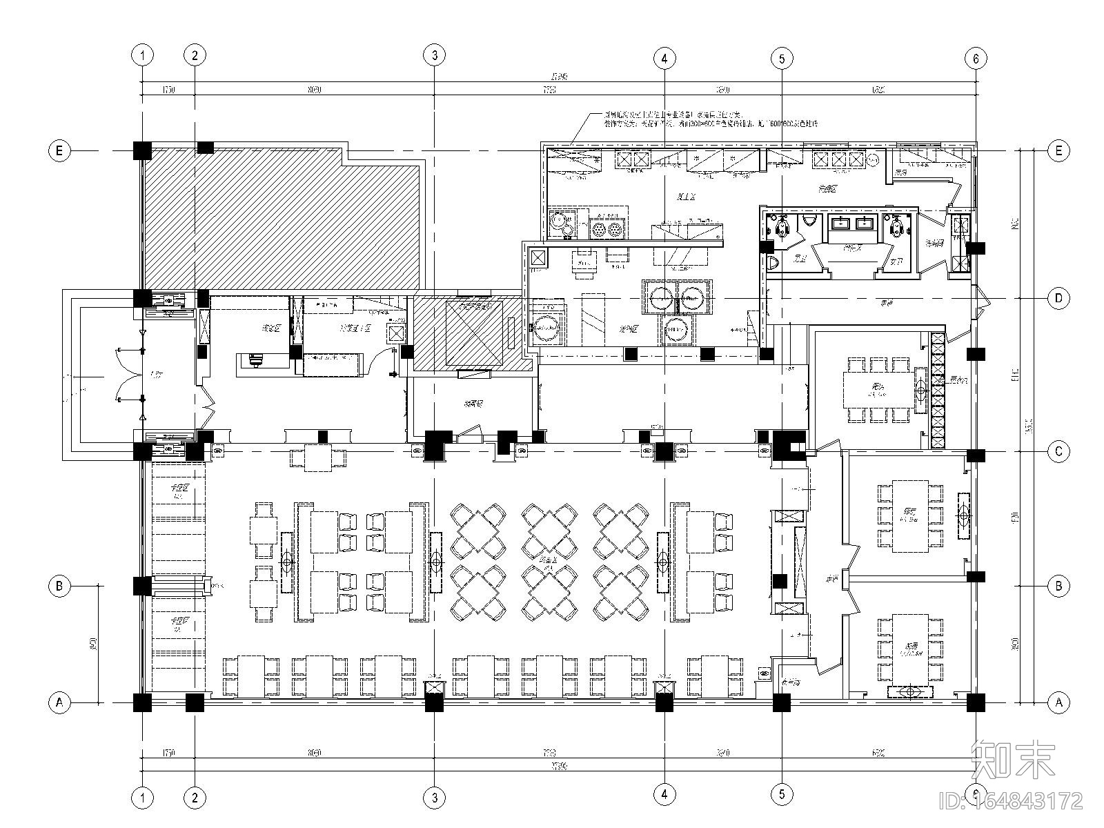 [郑州]新中式古典风格中餐厅装修全套施工图（附效果图）施工图下载【ID:164843172】