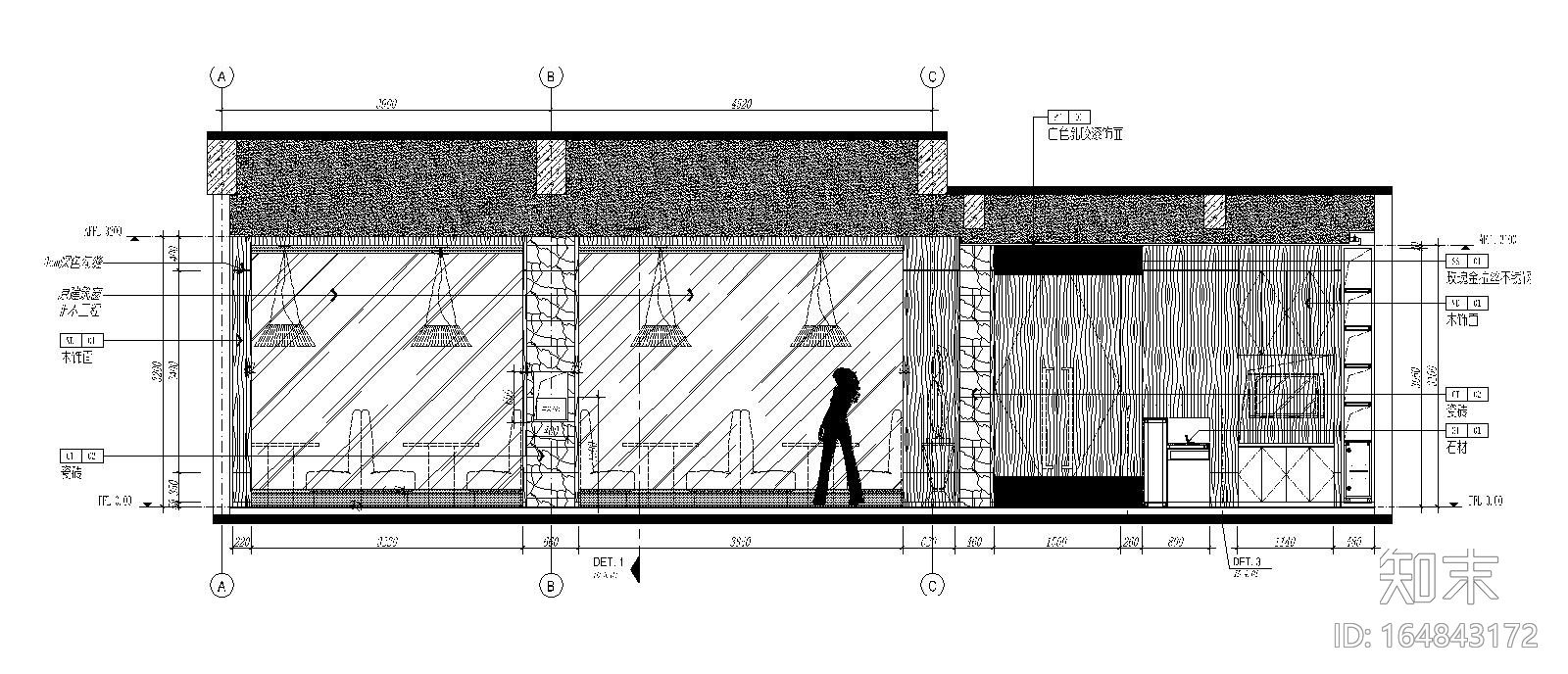 [郑州]新中式古典风格中餐厅装修全套施工图（附效果图）施工图下载【ID:164843172】