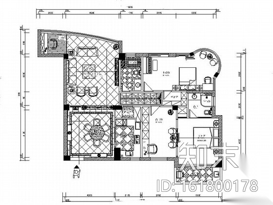 [浙江]高档小区三居室室内设计CAD施工图（含效果）cad施工图下载【ID:161800178】