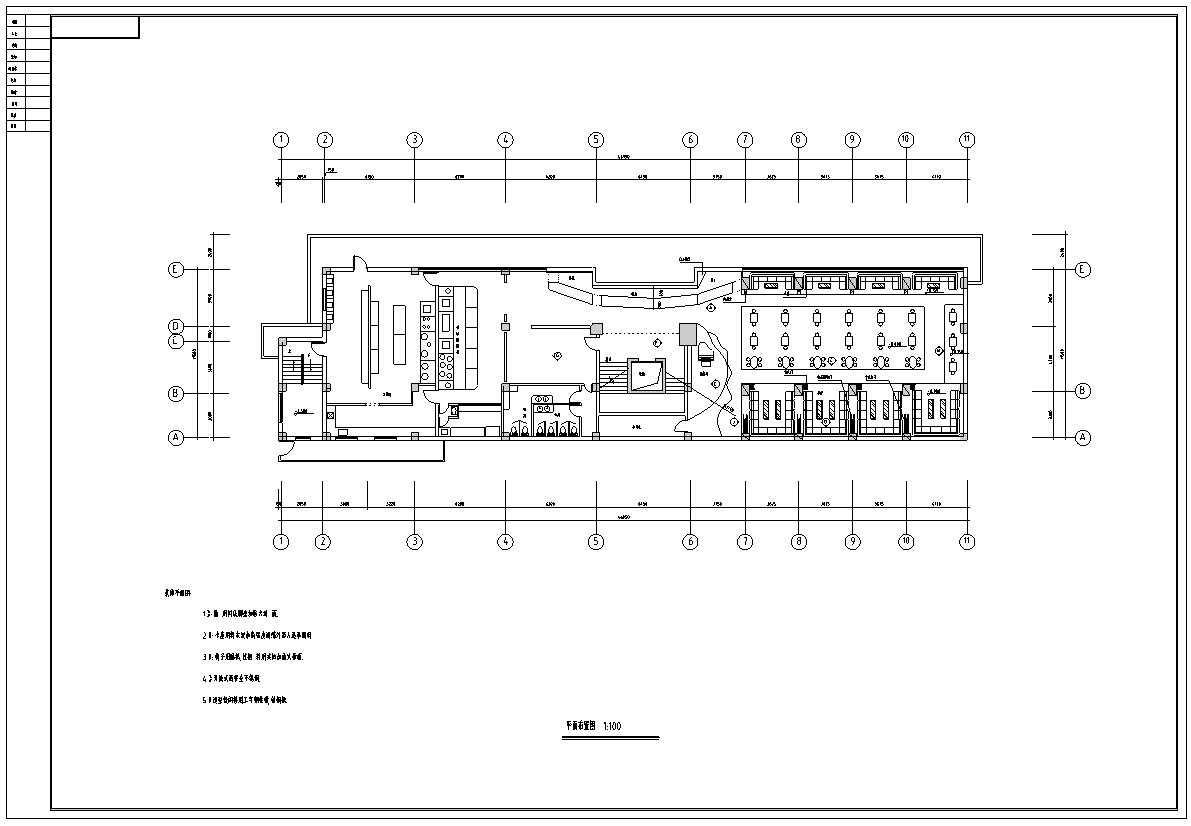 长46.95米宽11.5米西餐厅设计装修施工图cad施工图下载【ID:161752149】